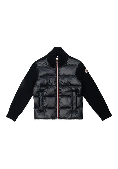 Cardigan Imbottito In Lana Blu Con Zip Tricolore MONCLER ENFANT | 954-9B00006 M1241745